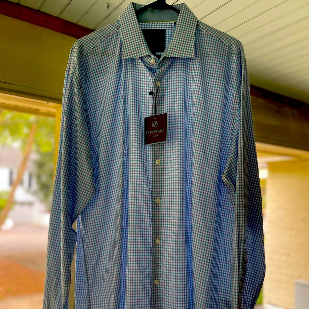 Checked Dress button down shirt with spread collar